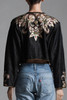 vintage 80s crop evening jacket top black silk metallic gold embroidery floral beaded MEDIUM M
