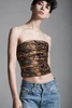 vintage 80s strapless tube crop top ruched printed velvet metallic gold EXTRA SMALL XS