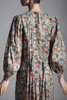 vintage 70s cotton floral calico dress long puff sleeves pintuck pleated SMALL S