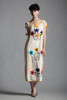 vintage 70s boho mexican oaxacan dress cotton floral embroidery tassels yellow red ONE SIZE S M L