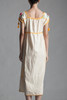 vintage 70s boho mexican oaxacan dress cotton floral embroidery tassels yellow red ONE SIZE S M L
