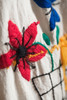 vintage 70s boho mexican oaxacan dress cotton floral embroidery tassels yellow red ONE SIZE S M L