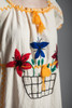 vintage 70s boho mexican oaxacan dress cotton floral embroidery tassels yellow red ONE SIZE S M L