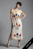 vintage 70s boho mexican oaxacan dress cotton floral embroidery tassels yellow red ONE SIZE S M L