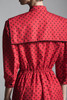 vintage 80s red secretary shirt dress black polka dot print half sleeves sailor collar MEDIUM LARGE M L