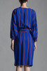 vintage 80s faux wrap silk dress blue red green stripes slinky soft belted LARGE L
