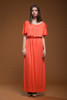 vintage 70s maxi hostess dress rosey orange slinky knit split sleeve draped belted extra large XL - plus size 1X