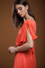 vintage 70s maxi hostess dress rosey orange slinky knit split sleeve draped belted extra large XL - plus size 1X