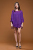 vintage 70s purple gauze cotton mini dress boho bohemian tunic top flare angle sleeves ONE SIZE S M L