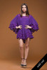 vintage 70s purple gauze cotton mini dress boho bohemian tunic top flare angle sleeves ONE SIZE S M L