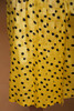 vintage 80s pleated wrap midi dress yellow black polka dot crinkled MEDIUM M