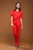 vintage 80s red cotton utility jumpsuit belted zip front overalls coveralls mechanic suit LARGE - EXTRA LARGE L XL