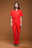 vintage 80s red cotton utility jumpsuit belted zip front overalls coveralls mechanic suit LARGE - EXTRA LARGE L XL