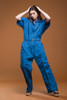 plus size vintage 80s utility jumpsuit muted blue cotton raglan coveralls overalls mechanic suit XL 1X 2X EXTRA LARGE 