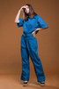 plus size vintage 80s utility jumpsuit muted blue cotton raglan coveralls overalls mechanic suit XL 1X 2X EXTRA LARGE 