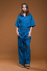 plus size vintage 80s utility jumpsuit muted blue cotton raglan coveralls overalls mechanic suit XL 1X 2X EXTRA LARGE 