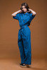 plus size vintage 80s utility jumpsuit muted blue cotton raglan coveralls overalls mechanic suit XL 1X 2X EXTRA LARGE 