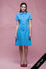 vintage 60s LACOSTE polo shirt dress polka dot blue white preppy David Crystal crocodile patch MEDIUM M