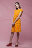 floral cotton pocket day dress bright orange sleeveless belted vintage 80s ONE SIZE S M L