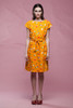 floral cotton pocket day dress bright orange sleeveless belted vintage 80s ONE SIZE S M L