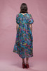 gauze cotton muumuu dress maxi blue parrot jungle floral print gauzy tent dress vintage 70s ONE SIZE S M L