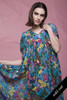 gauze cotton muumuu dress maxi blue parrot jungle floral print gauzy tent dress vintage 70s ONE SIZE S M L