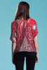 red sequined top, red beaded top, beaded silk top, cocktail party evening blouse silver vintage 80s LARGE L