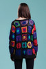 crochet top knit sweater eyelet see through primary colorblock black long sleeve vintage 80s  ONE SIZE S M L