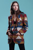 blanket jacket blazer top coat Aztec red blue beige vintage 90s LARGE - EXTRA LARGE L XL