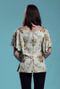 brocade blouse evening top butterfly sleeves floral vintage 60s SMALL S