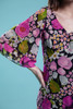 mini dress angel sleeve pink floral print Young Edwardian vintage 60s SMALL S