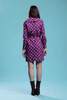 peter pan collar shirt dress duster belted cotton purple floral print long sleeve vintage 70s SMALL S