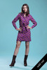 peter pan collar shirt dress duster belted cotton purple floral print long sleeve vintage 70s SMALL S