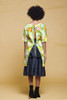 smock apron top cotton tie open back DOLE pineapple print green yellow vintage 70s ONE SIZE S M L