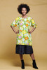 smock apron top cotton tie open back DOLE pineapple print green yellow vintage 70s ONE SIZE S M L