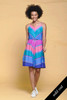 Chevron striped casual tank dress colorful summer belted vintage 80s SMALL S
