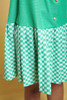pleated dress drop waist shirtwaist green checker dot sleeveless vintage 60s L XL LARGE - EXTRA LARGE