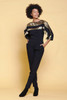 jumpsuit pantsuit black gold metallic pleated tapered legs half sleeves vintage 80s SMALL S
