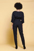 jumpsuit pantsuit black gold metallic pleated tapered legs half sleeves vintage 80s SMALL S