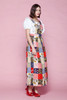 maxi dress pinafore prairie cheater cloth faux quilt raggedy ann floral unworn vintage 70s LARGE L