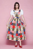 maxi dress pinafore prairie cheater cloth faux quilt raggedy ann floral unworn vintage 70s LARGE L