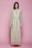 plus size evening dress gown yellow silver metallic lace maxi floor length long sleeves Mary Matise vintage 70s EXTRA LARGE XL 1X