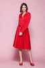 shirtwaist dress belted red slinky soft poly knit long sleeves vintage 70s LARGE L