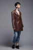 leather trench coat jacket brown pockets belted ultra soft vintage 70s LARGE L
