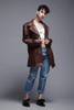 leather trench coat jacket brown pockets belted ultra soft vintage 70s LARGE L