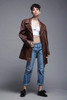 leather trench coat jacket brown pockets belted ultra soft vintage 70s LARGE L