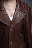 leather trench coat jacket brown pockets belted ultra soft vintage 70s LARGE L