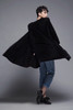 black velvet swing coat duster jacket lightweight all weather open front vintage 80s ONE SIZE S M L