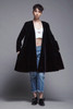 black velvet swing coat duster jacket lightweight all weather open front vintage 80s ONE SIZE S M L