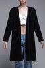 black velvet swing coat duster jacket lightweight all weather open front vintage 80s ONE SIZE S M L